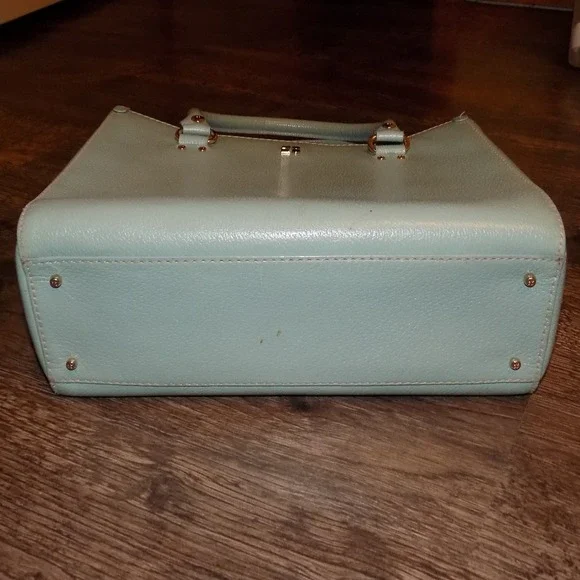 Kate Spade Pebbled Leather Satchel Women Medium Mint Green Good Triple Section - Picture 3 of 16